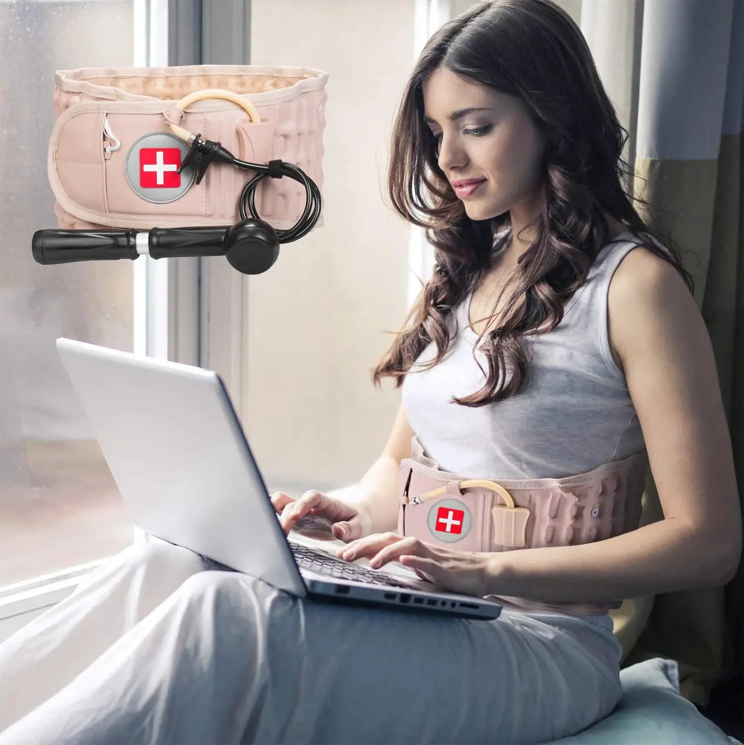 Lumbar Decompression Belt Inflatable Air Traction Back Belt for Spinal Disc Herniation Waist Backache Relief Waist Belt