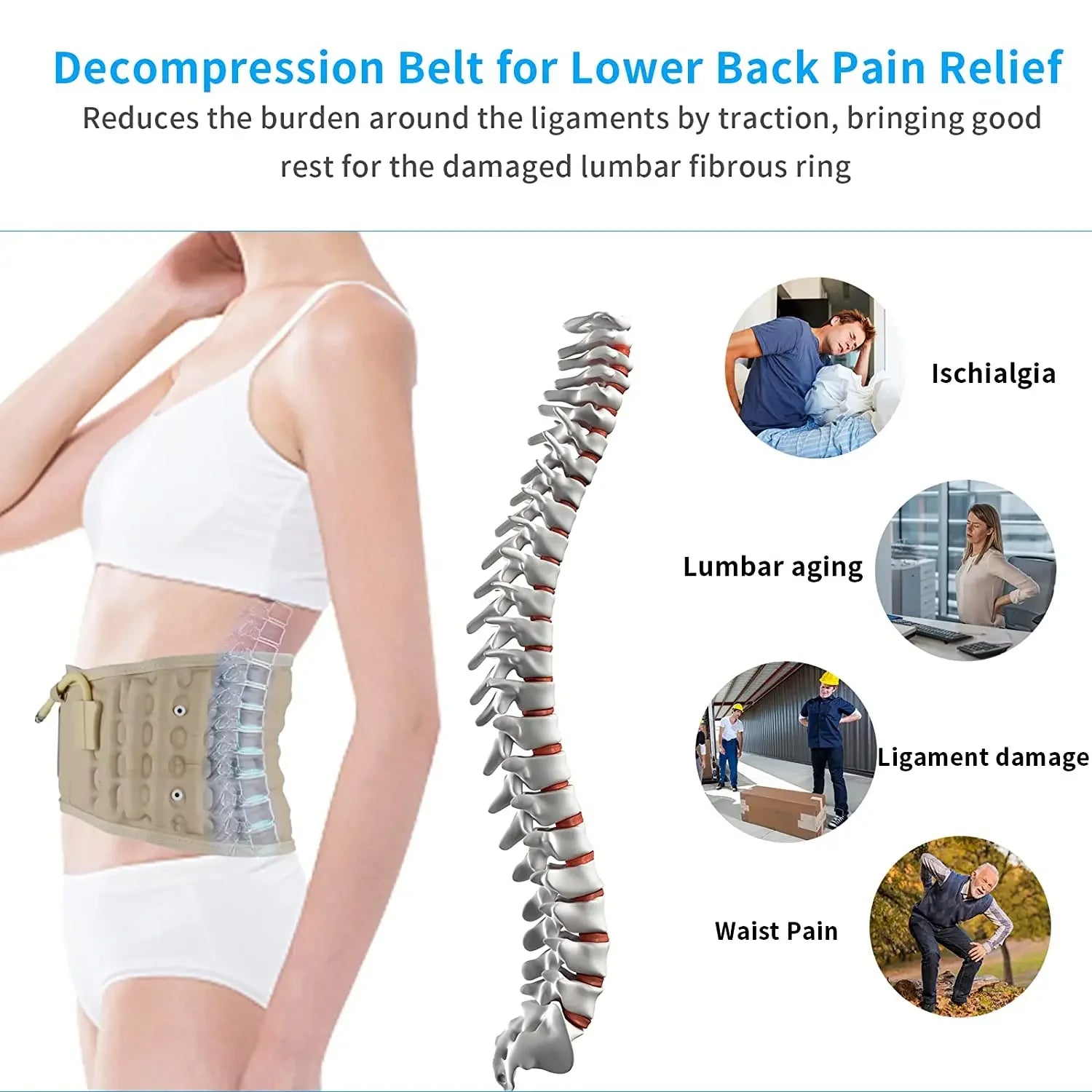 Lumbar Decompression Belt Inflatable Air Traction Back Belt for Spinal Disc Herniation Waist Backache Relief Waist Belt