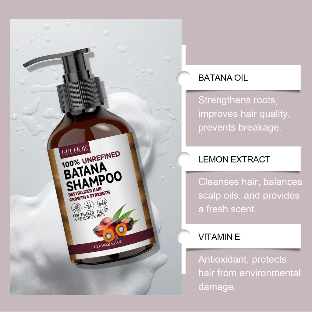Organic Batana Oils Shampoo Treatment Damaged Split Hair Reduce Hair Loss Deep Cleansing Nourish Hair Care Growth Shampoo 100G