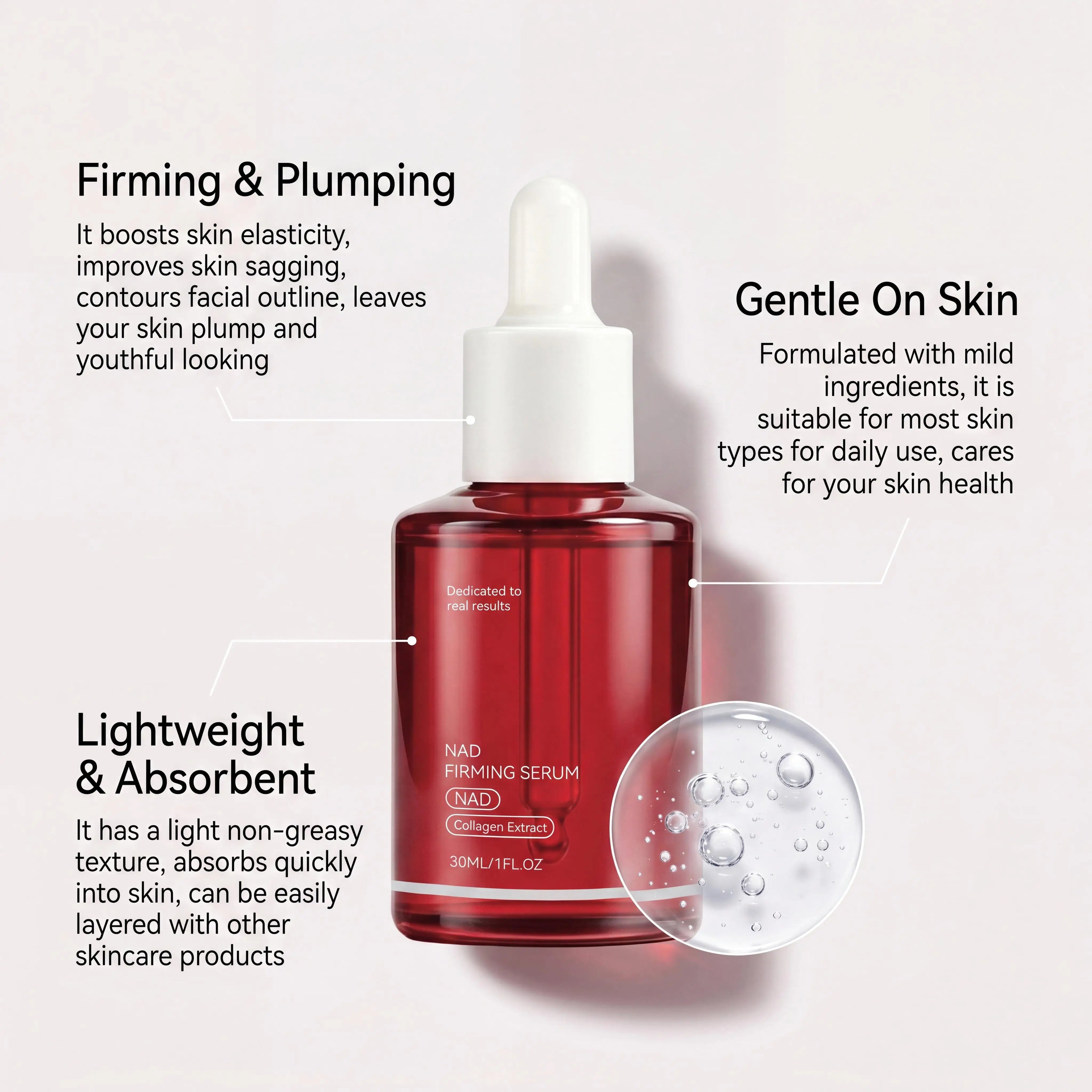 NAD+ Firming Serum  Improve Wrinkle & Fine Lines Enhance Skin Elasticity Whitening Serum for All Skin Type