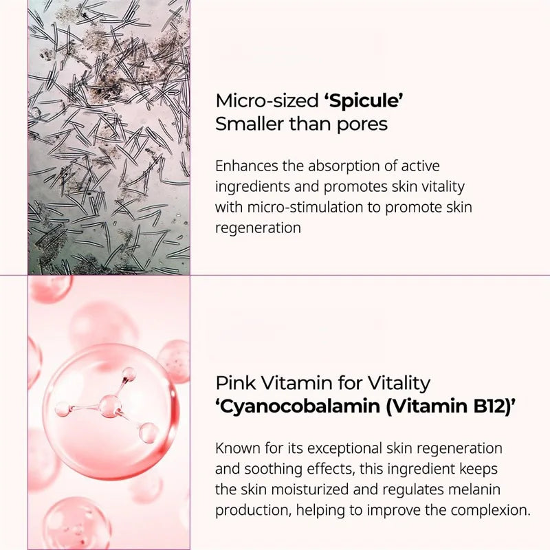 Pink Spicule Pore Tightening Anti-Aging Serum,Face Moisturizing Smoothing Hydrating Brightening Ampoule,Korean Glowing Skincare