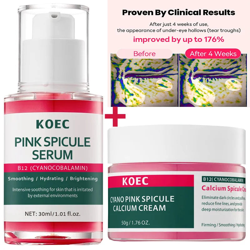 Pink Spicule Pore Tightening Anti-Aging Serum,Face Moisturizing Smoothing Hydrating Brightening Ampoule,Korean Glowing Skincare