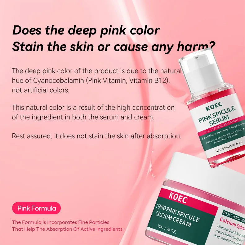 Pink Spicule Pore Tightening Anti-Aging Serum,Face Moisturizing Smoothing Hydrating Brightening Ampoule,Korean Glowing Skincare