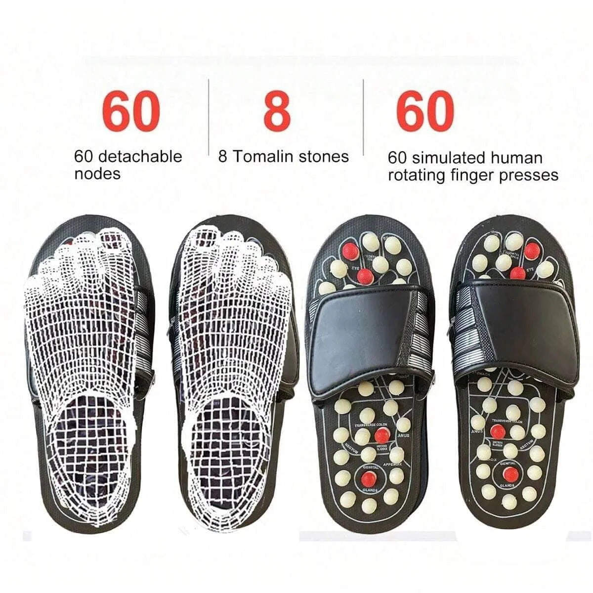 A Pair of Acupoint Massage Slippers for Both Men and Women, Chinese Style Acupoint Rotating Foot Massage Shoes, Unisex Style