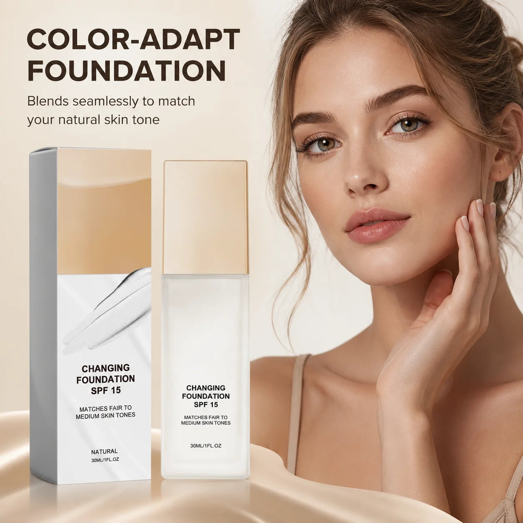 Hydrating Color Changing Foundation SPF 15 Long Lasting Invisible Facial Blemishes Natural Finish Lightweight Makeup Foundation