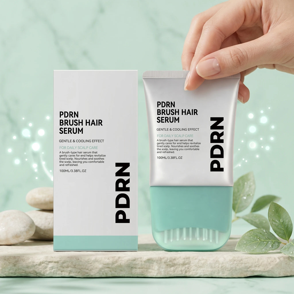PDRN Hair Serum with Built-In Brush,Strengthen Hair Root Improve Scalp Environment anti Hair Loss Hair Treatment Scalp Massager